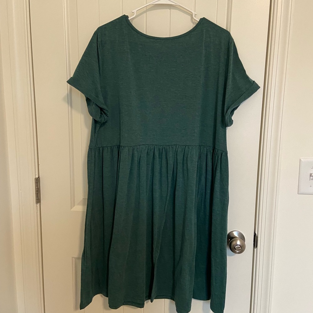 NWOT SHEIN‎ women’s dark green curve loose relaxed casual tshirt dress 2XL - Picture 6 of 6